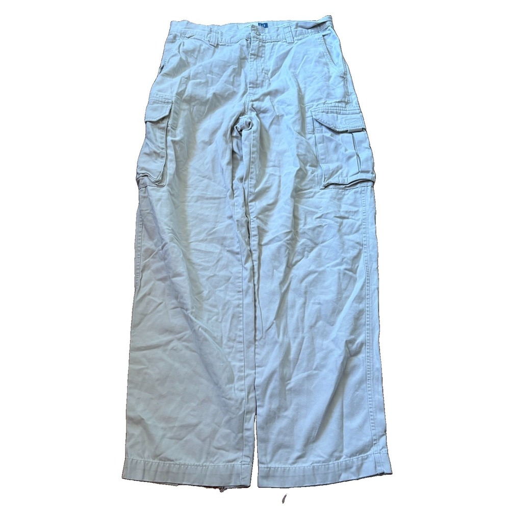 GAP Cargo Pants Mens 33x32 Khaki Mens Cotton Utility Baggy Wide Leg Skater Y2K